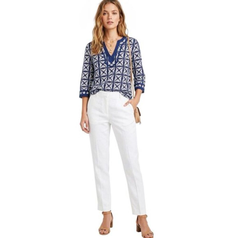 J Crew Womens Size XXS Blouse Tunic Top 3/4 Sleeve V-Neck Boho Beach Coastal